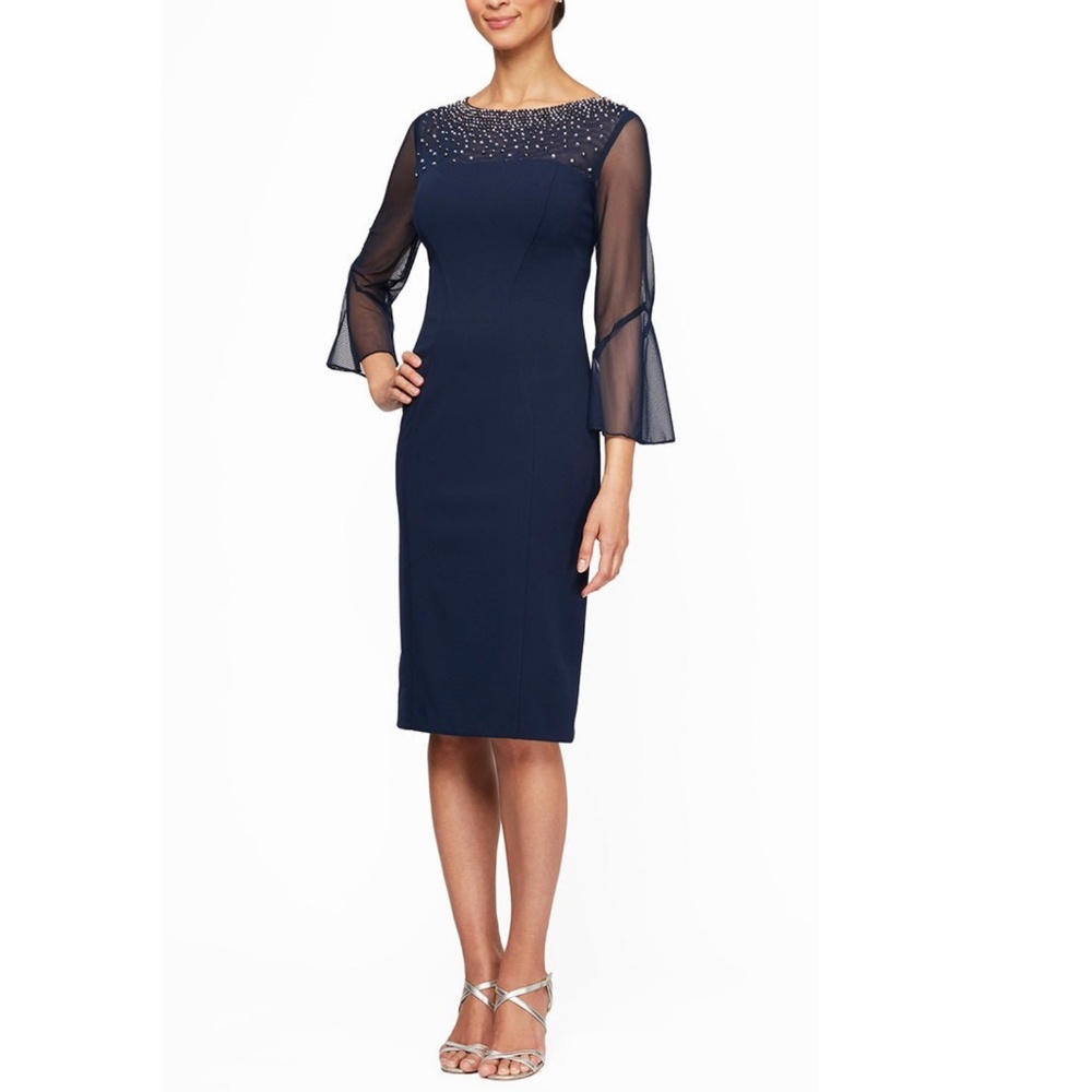 Alex Evening: Embellished Short Sheath Cocktail Dress (NWT)